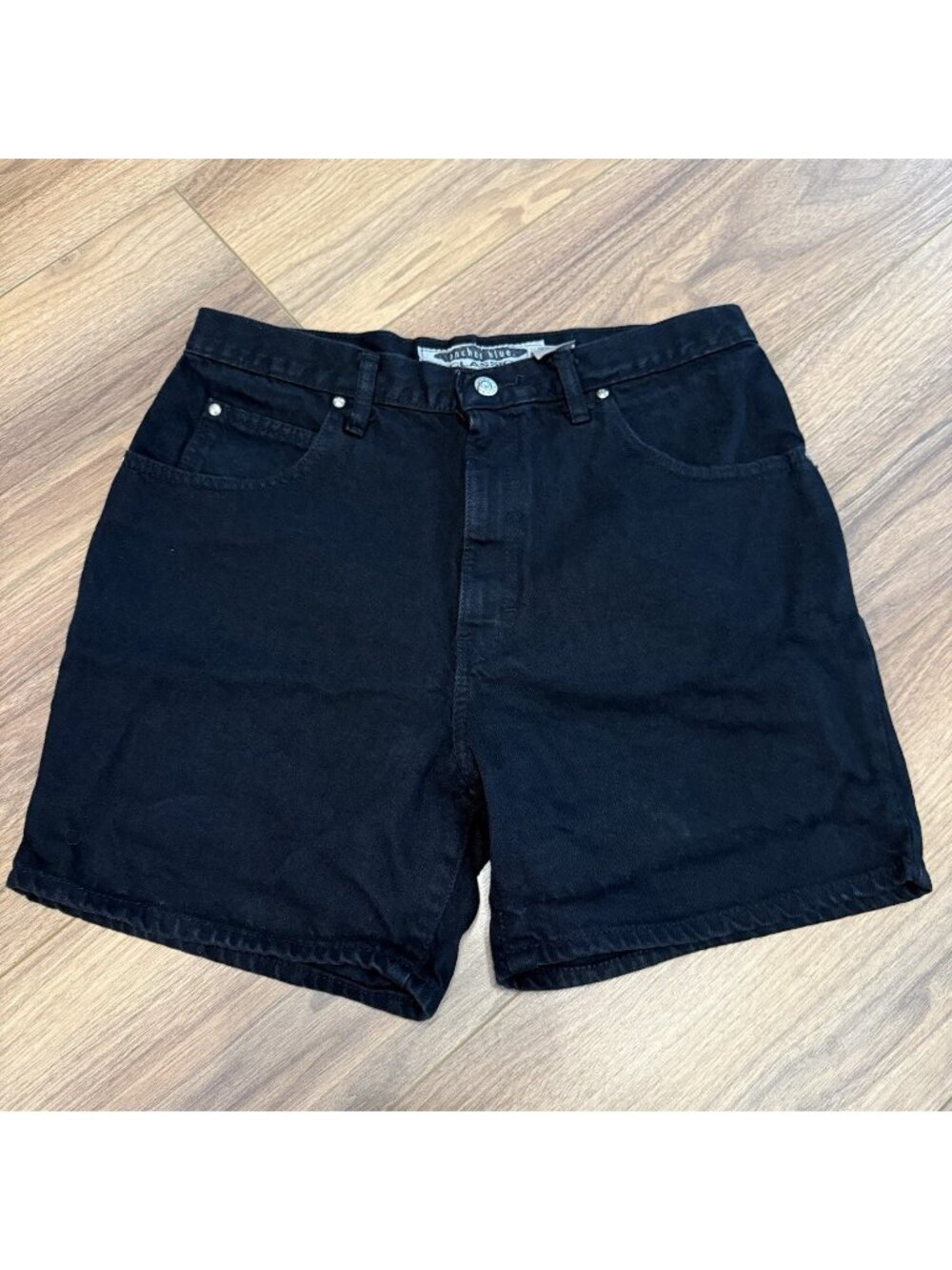Vintage Anchor Blue Classic Denim Shorts Mens 32 Black